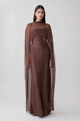 Martinne Chiffon Overlay Maxi Dress - Mocha