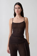 Mattais Boucle Knit Top - Dark Chocolate