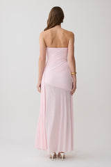 Monet Strapless Ruched Mesh Maxi Dress - Ballet Pink