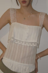 Sheer Square Neck Slim Crop Tank Top