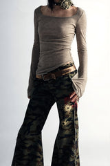 Y2K Grunge Printed Slim Short Sleeve T-shirt