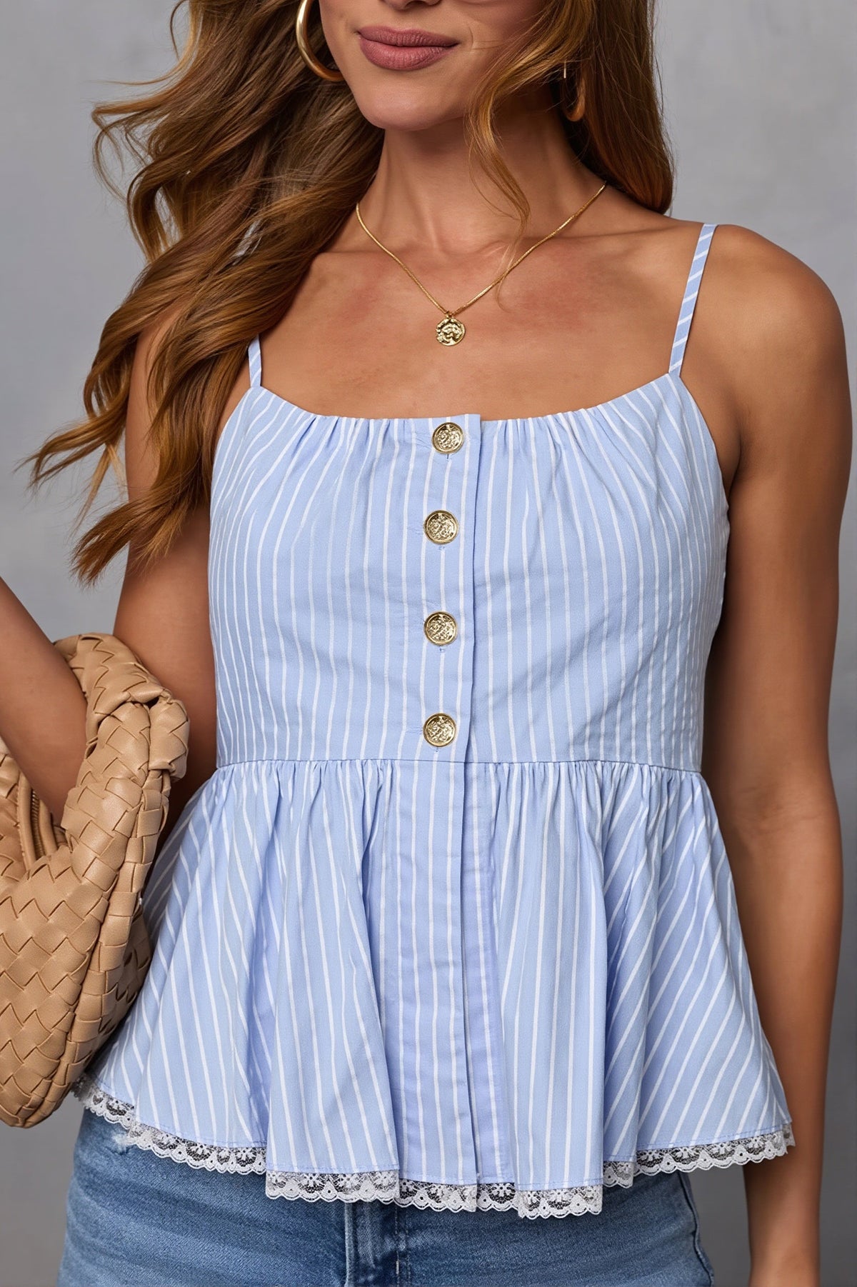 Striped Ruffle Casual Cami Top