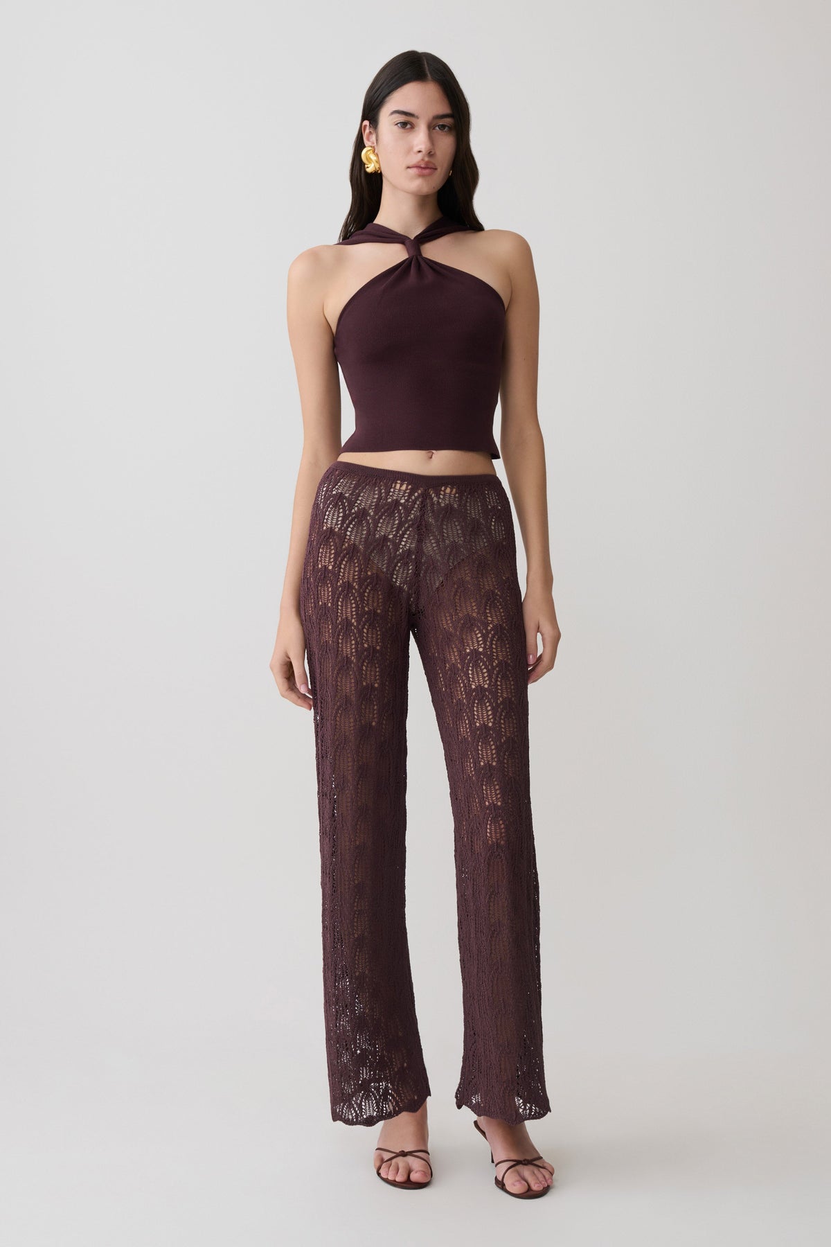 Glinda Crochet Pants - Chocolate