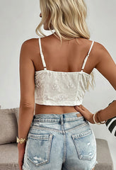 Solid Ruffle Tie Backless Cami Top