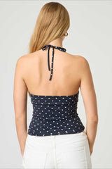 Sexy Polka Dot Plaid Slim Halter Top