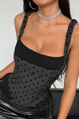 Polka Dot Boned Corset Tie Cami Top