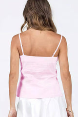 Solid Lace Trim Backless Slim Cami Top