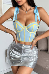 Chic Satin Ribbon Lace Up Corset Cami Top