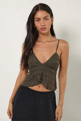 V Neck Lace Irregular Cami Top