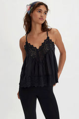 Lace Trim Ruffle Strap Cami Top