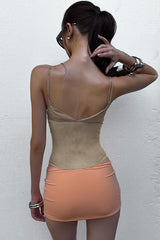 Sexy Deep V Mesh Bone Cami Top