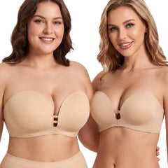 Luckmee Women's Strapless Push Up Bra with Anti-Slip Technology