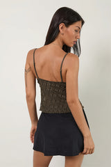 V Neck Lace Irregular Cami Top
