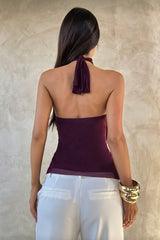 Solid Backless Halter Neck Sexy Sleeveless Halter Top