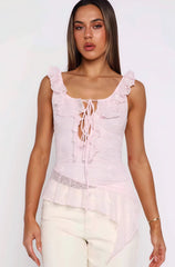 Chic White Lace Tie Backless Tank Top