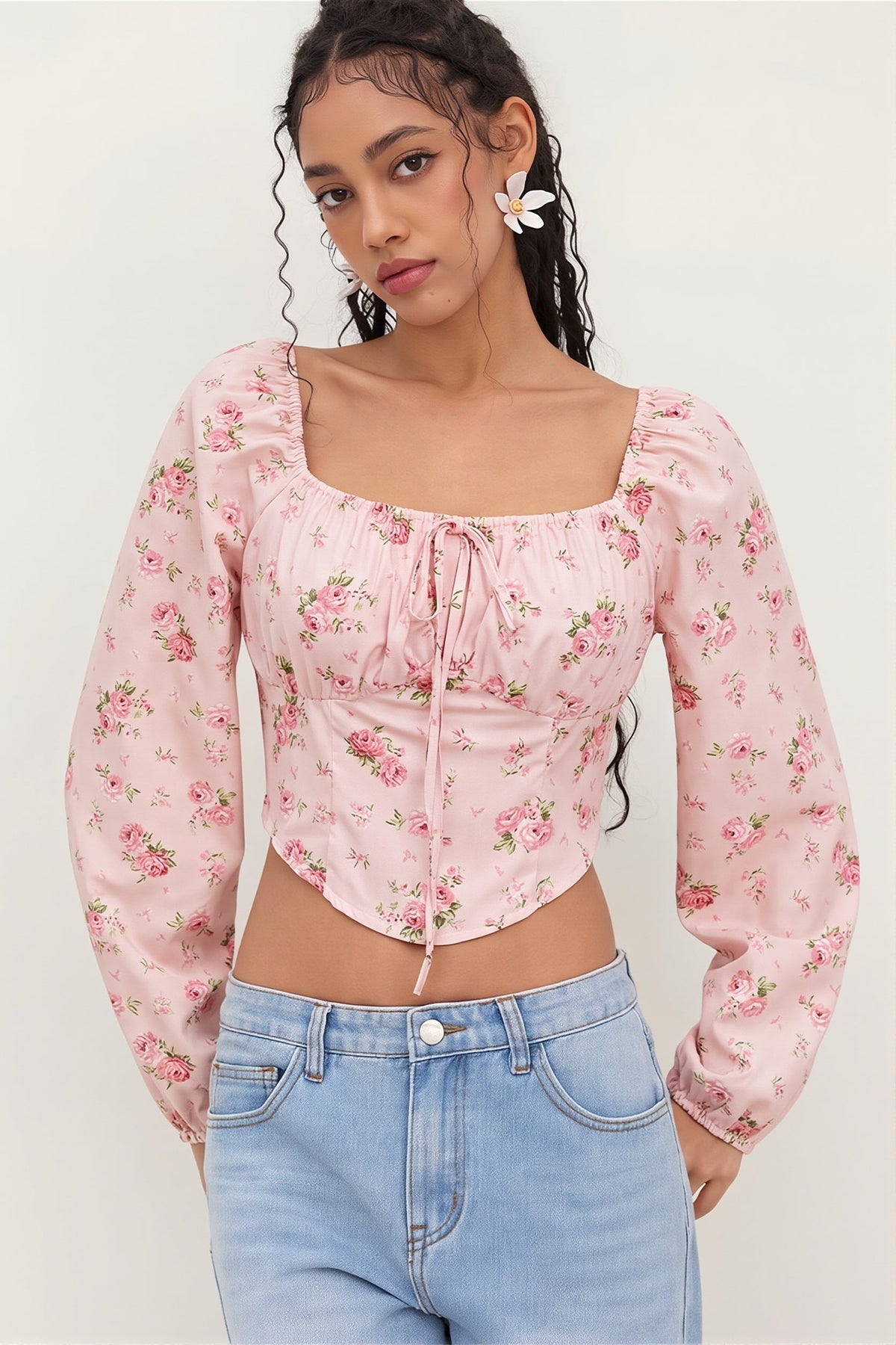 Elegant Floral Long Sleeve Blouse