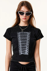 Street Style Vintage Washed Print T-shirt