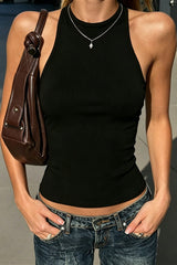 Metal Chain Backless Casual Tank Top