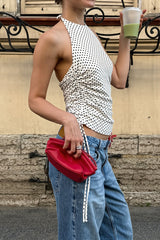 Chic Polka Dot Halter Backless Bodycon Elegant Layering Halter Top