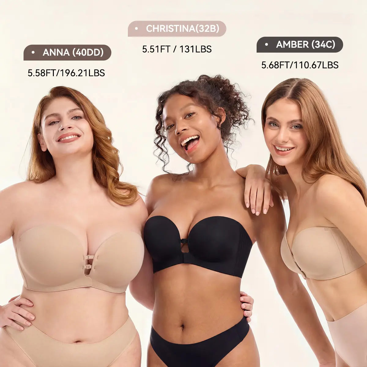 Luckmee Women's Strapless Push Up Bra with Anti-Slip Technology