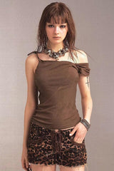 Ruched One Shoulder Knot Tie Asym Cami Top