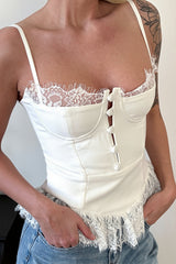 Sheer Lace Trim Cami Top Elegant